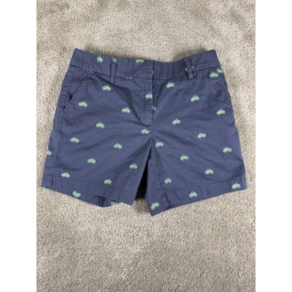 Cambridge Dry Goods Navy Blue Bicycle Embroidered Chino Shorts Size 2